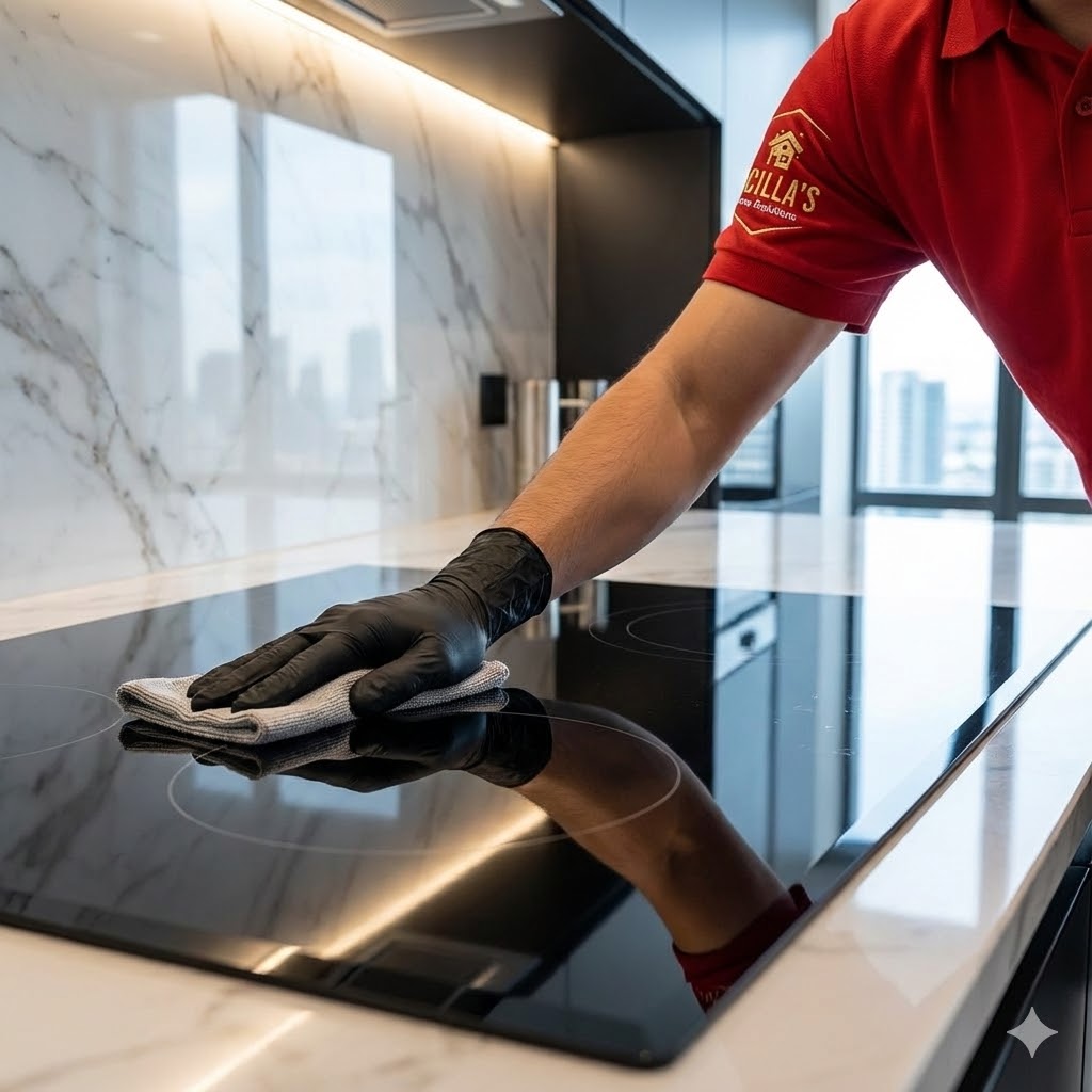 Professional kitchen cleaning detail work