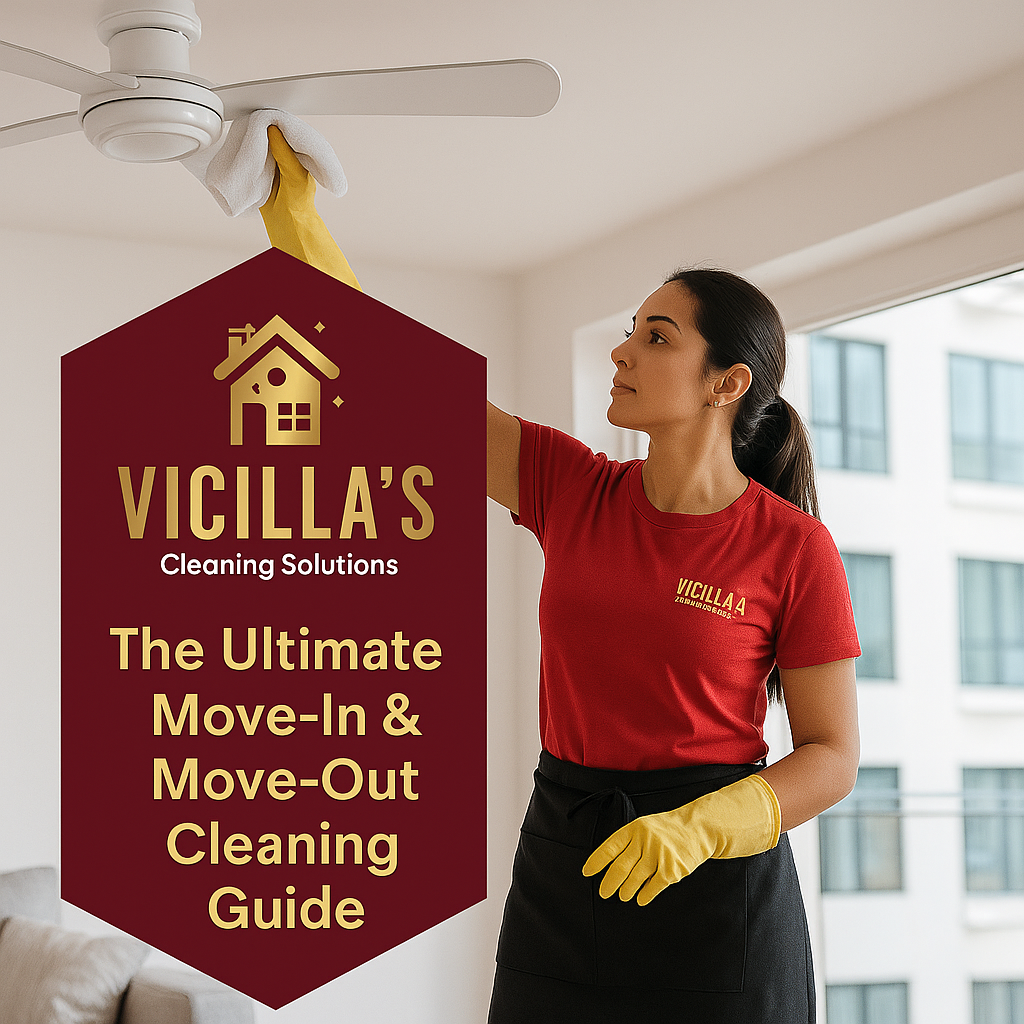 Move-in and move-out cleaning guide - professional cleaner dusting ceiling fan